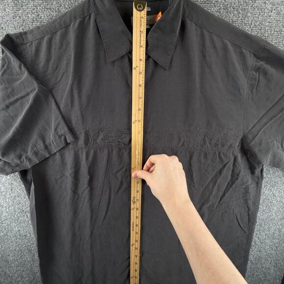 Quiksilver Polynosic Floral Stripe Short Sleeve Comfort Large Gray Shirt Soft - Picture 3 of 12